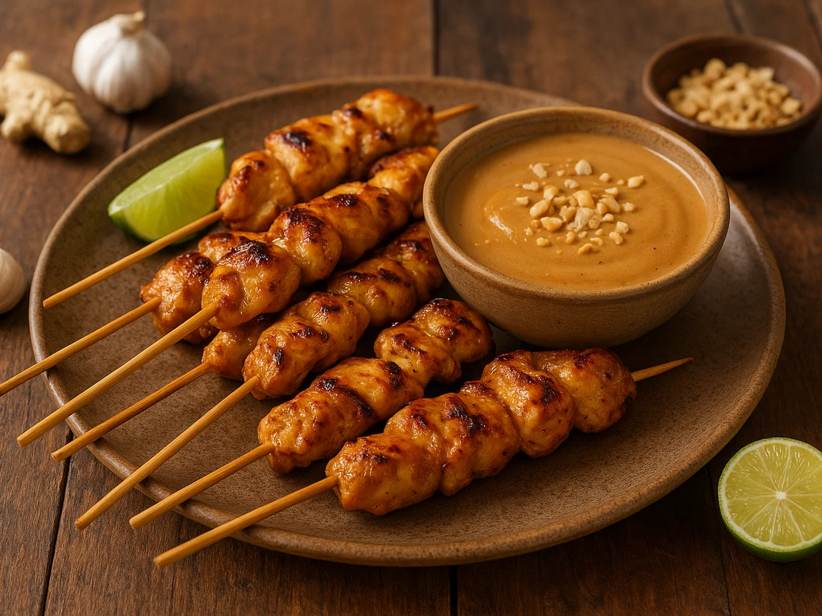 Hähnchen-Satay mit cremiger Erdnusssauce