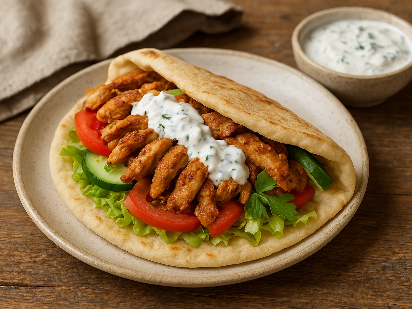 Hausgemachtes Hähnchen-Shawarma mit Knoblauch-Joghurt-Sauce