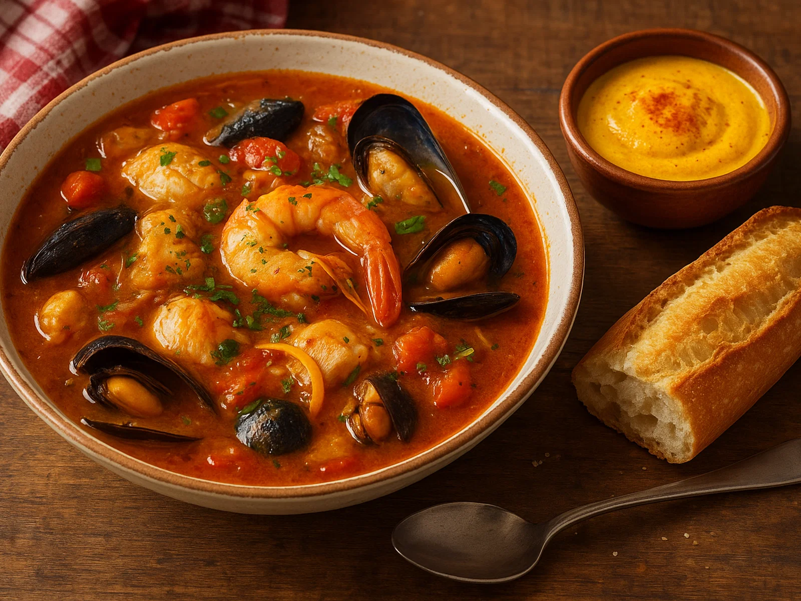 Klassische Bouillabaisse mit Safran-Rouille