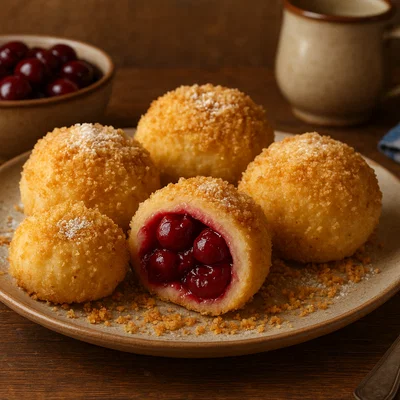 Sauerkirschenknödel aus Topfenteig