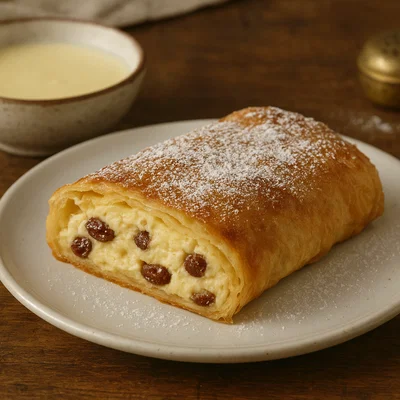 Klassischer Topfenstrudel mit Rosinen