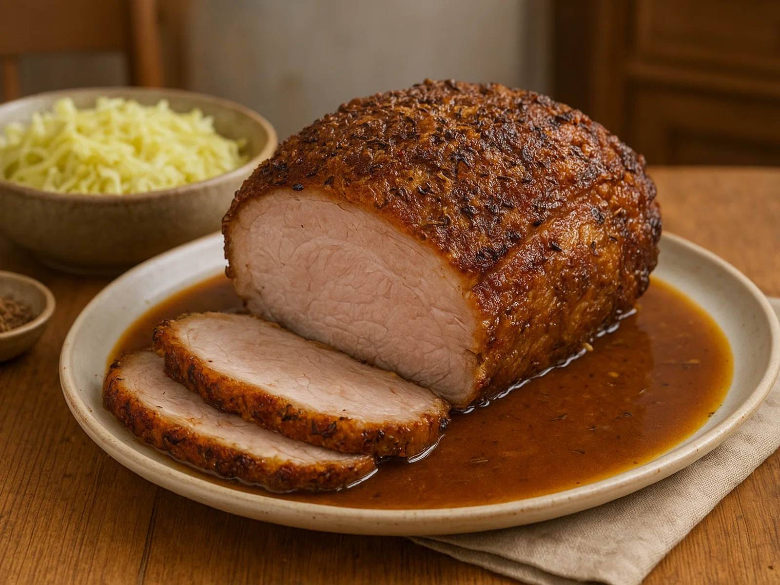 Österreichischer Schweinsbraten mit Knoblauch-Kümmel-Kruste