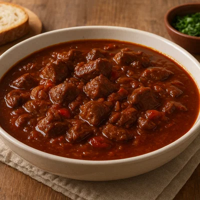 Saftgulasch mit tiefdunkler Zwiebel-Paprika-Sauce