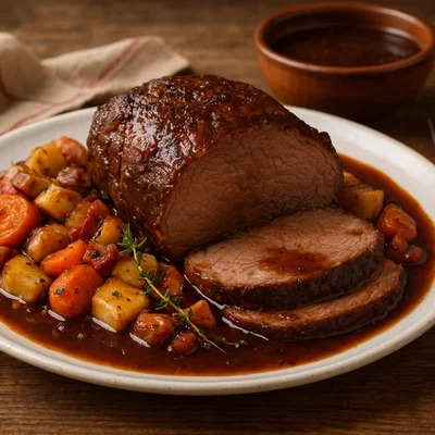 Deftiger Wildschweinbraten mit Rotwein-Thymian-Sauce