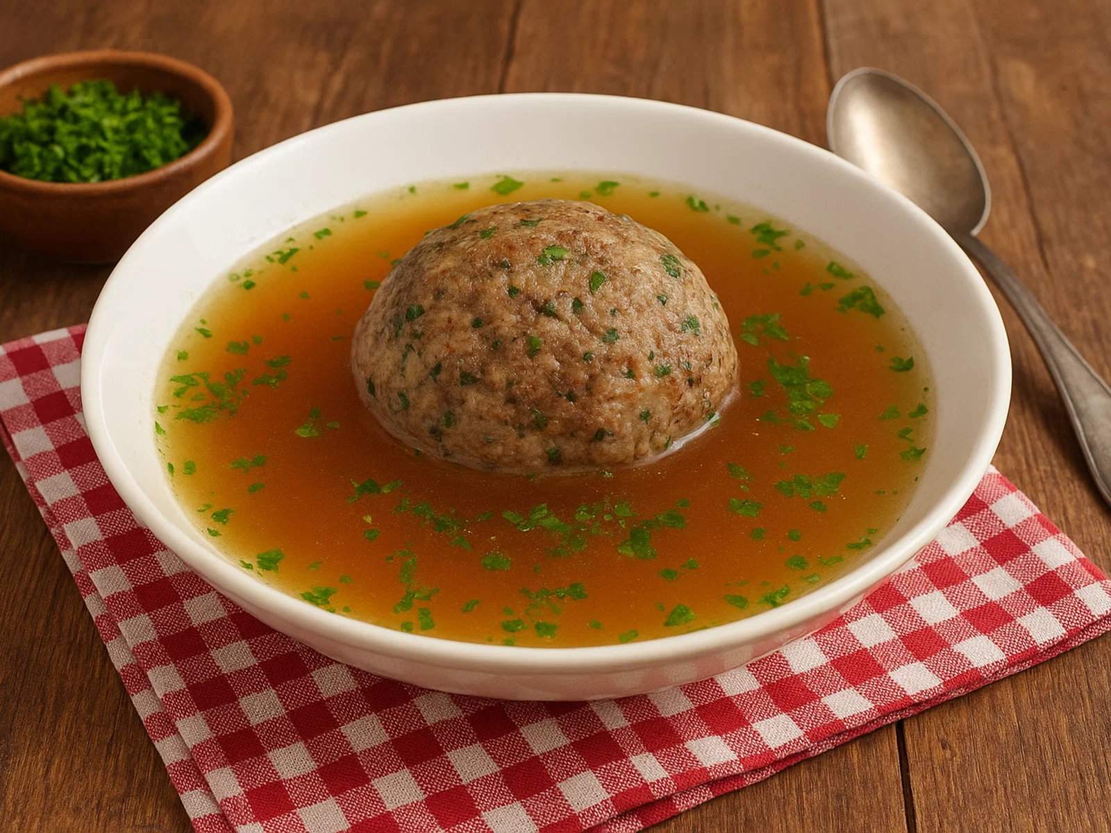 Leberknödel in klarer Rindersuppe