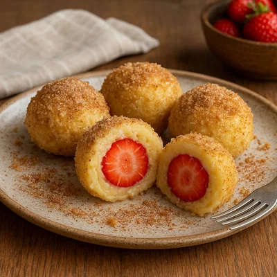 Erdbeerknödel aus Topfen-Kartoffel-Teig