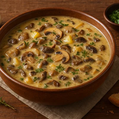 Kräftige traditionelle Pilzsuppe