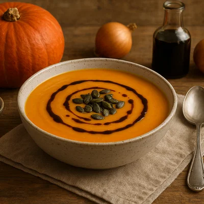 Steirische Kürbiscremesuppe mit Kürbiskernöl