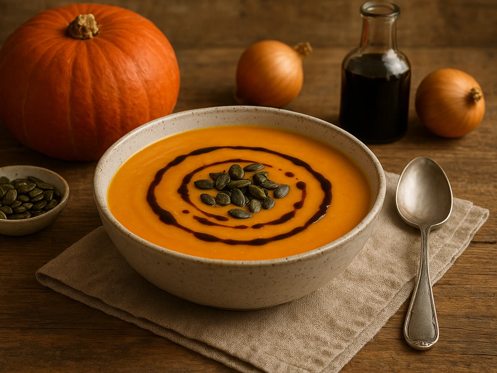Steirische Kürbiscremesuppe mit Kürbiskernöl