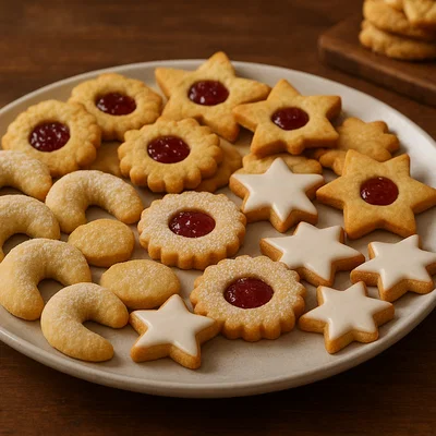 Buntes Weihnachtskeks-Sortiment (Mürbeteig-Grundrezept)