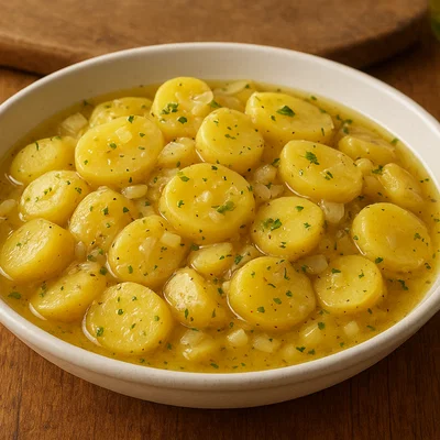 Wiener Erdäpfelsalat in warmer Essig-Öl-Marinade