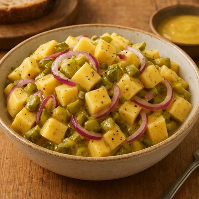 Würziger Käsesalat in Senf-Vinaigrette