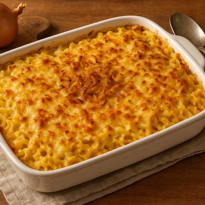 Fleckerlauflauf mit cremiger Käsekruste
