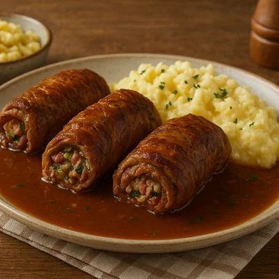 Kalbsvögerl – gefüllte Kalbsrouladen in aromatischer Bratensoße