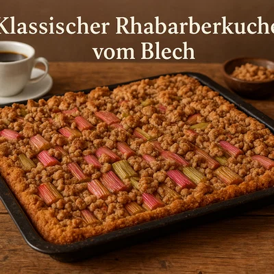Klassischer Rhabarberkuchen vom Blech