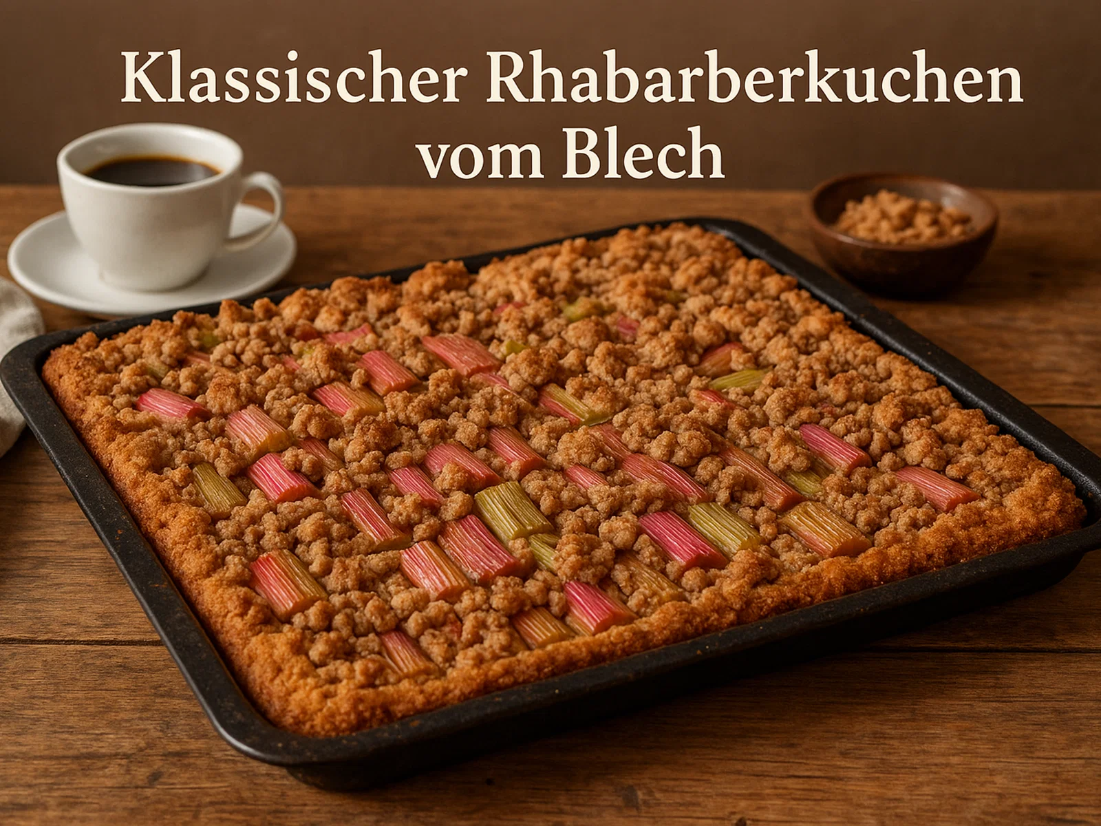 Klassischer Rhabarberkuchen vom Blech