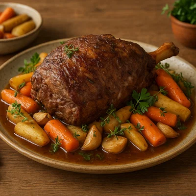 Kärntner Lammbraten mit Wurzelgemüse und Kräutern