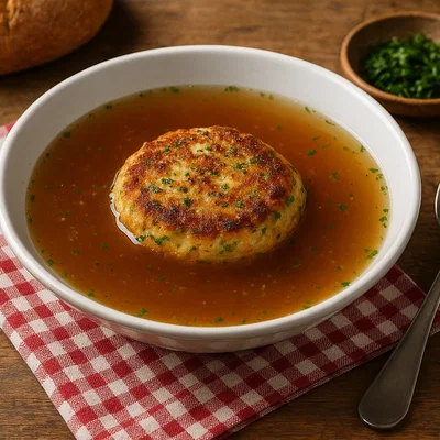 Kaspressknödelsuppe – Salzburger Käsespezialität in klarer Rindsuppe