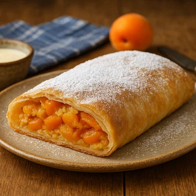 Wachauer Marillenstrudel mit hauchdünnem Strudelteig
