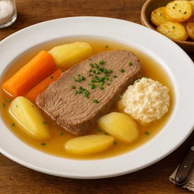 Niederösterreichischer Tafelspitz mit Bouillon-Gemüse und Apfelkren
