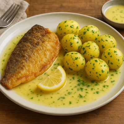 Attersee-Renkenfilet mit Zitronen-Butter und Petersilienerdäpfeln