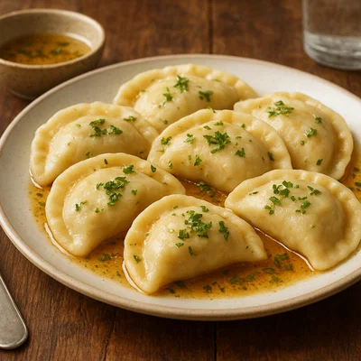 Lungauer Kasnudeln mit Topfen-Kartoffel-Fülle und brauner Butter