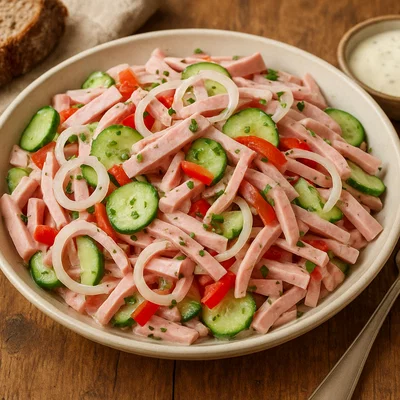 Wurstsalat Salzburger Art mit Essig-Öl- oder Cremedressing