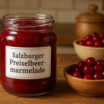 Salzburger Preiselbeermarmelade (aus frischen oder gefrorenen Beeren)