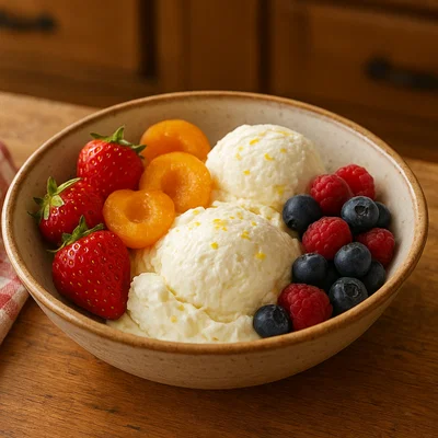 Salzburger Topfen-Milch-Cremeeis mit regionalen Früchten