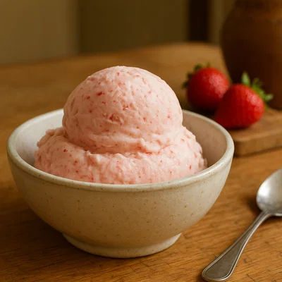 Gefrorenes Dessert aus regionalen Früchten und Milch