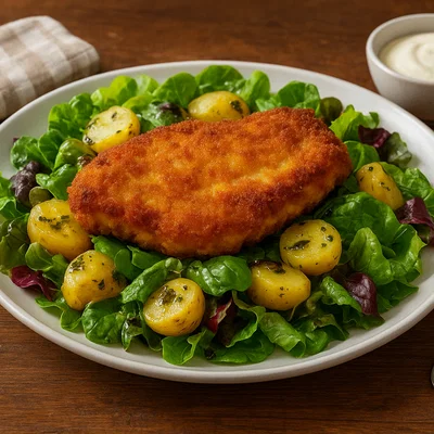 Steirischer Backhendl-Salat mit Kernöl-Dressing