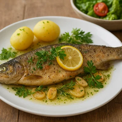 Steirischer Altausseer Saibling – sanft gebraten mit Kräutern und Zitrone