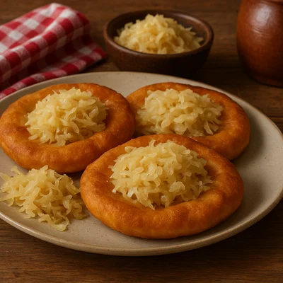 Herzhafte Kiachl mit Sauerkraut