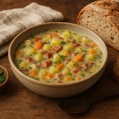 Tiroler Almsuppe – deftige Bergsuppe mit Speck und Gemüse