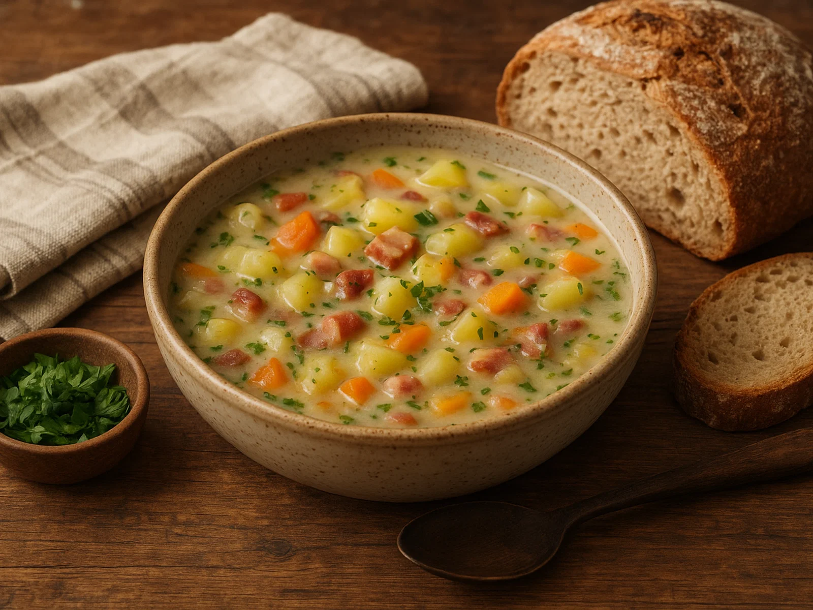 Tiroler Almsuppe – deftige Bergsuppe mit Speck und Gemüse
