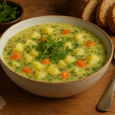 Alpenkräutersuppe – würzige Bergkräutersuppe