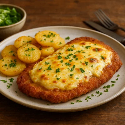 Tiroler Schnitzel mit Ei überbacken