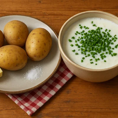 Tiroler Buttermilch mit Erdäpfeln und Schnittlauch