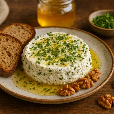 Ziegenfrischkäse von der Alm mit Kräutern und Honig