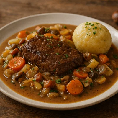 Tiroler gebratene Maronien mit Schmorgemüse