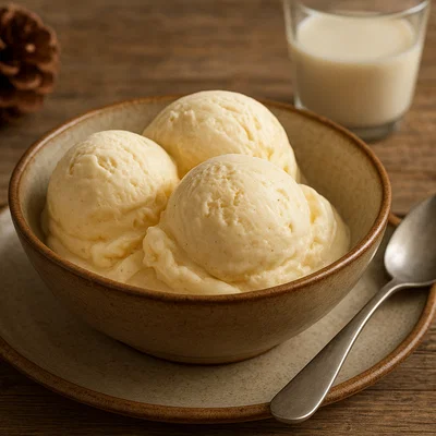 Cremiges Zirben-Eis mit Milch