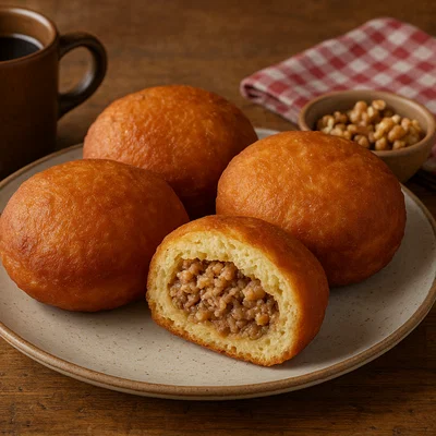 Tiroler Nusskrapfen (ausgebackenes Schmalzgebäck mit Nussfüllung)