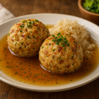 Tiroler Almknödel (herzhafte Käse-Speck-Knödel)