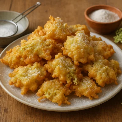 Tiroler Holunderblütenfritters (Ausgebackene Holunderblütendolden)