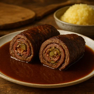Tiroler Speckroulade in kräftiger Bratensauce