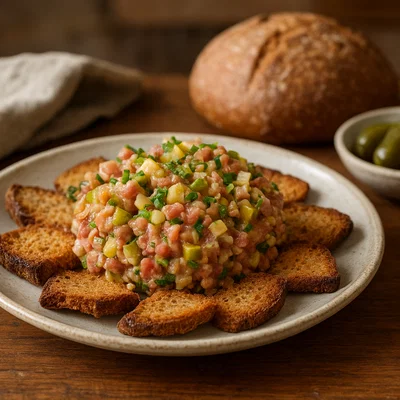 Tiroler Specktartar mit Bauernbrotchips