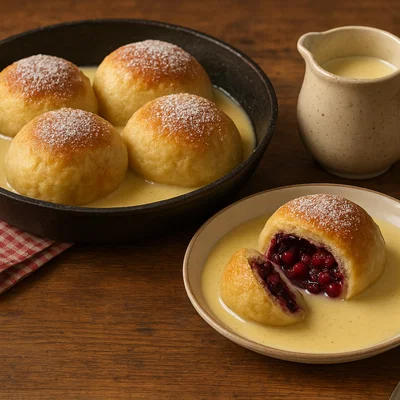 Tiroler Waldbeeren-Dampfnudeln mit Vanillesauce