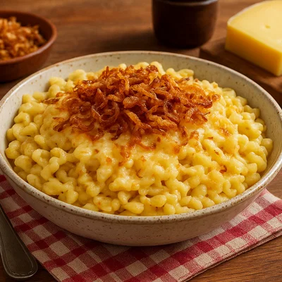 Vorarlberger Käsknöpfle mit Röstzwiebeln