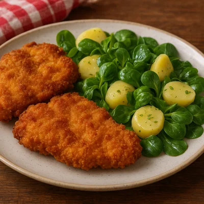 Wiener Backhendl mit Vogerlsalat