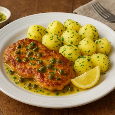Wiener Kalbsbries mit Butter-Kapern und Petersilienkartoffeln